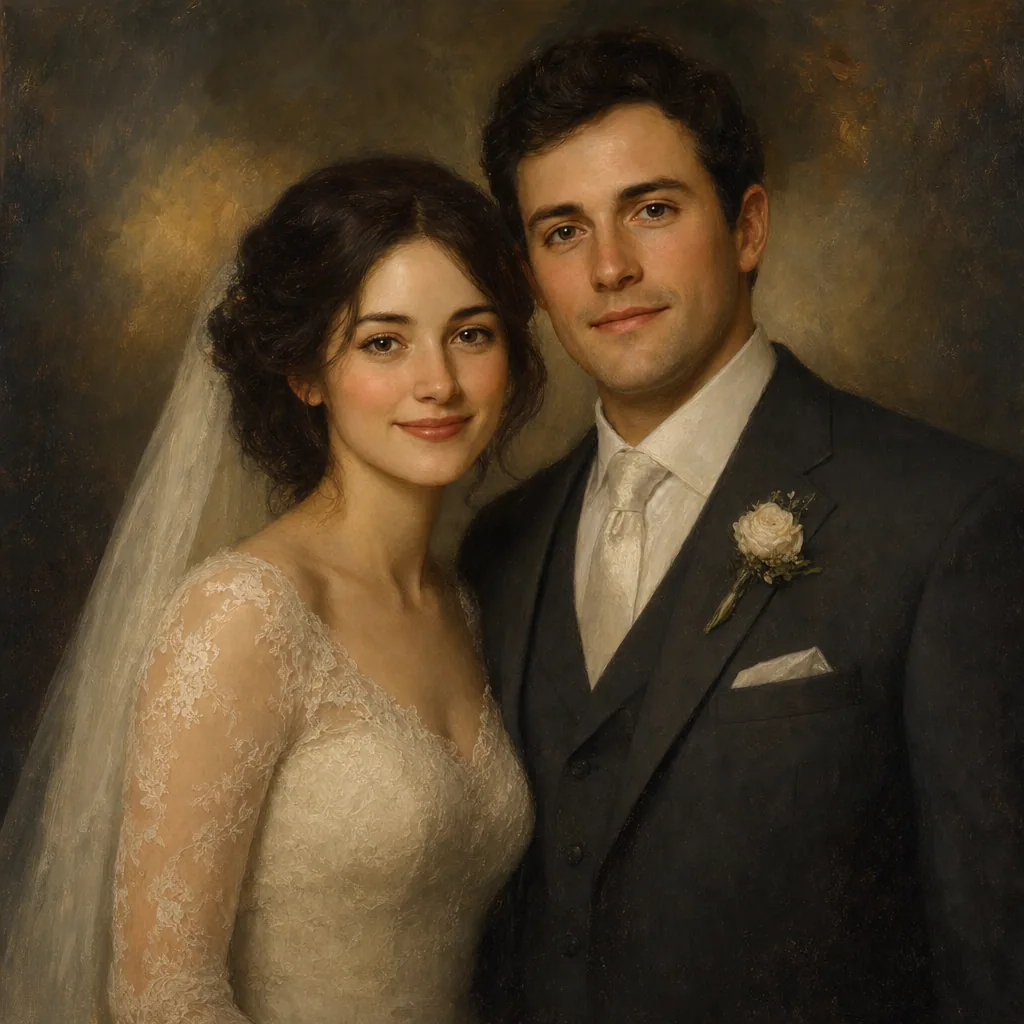 Oil painting style sample — classical academic portrait of a couple.