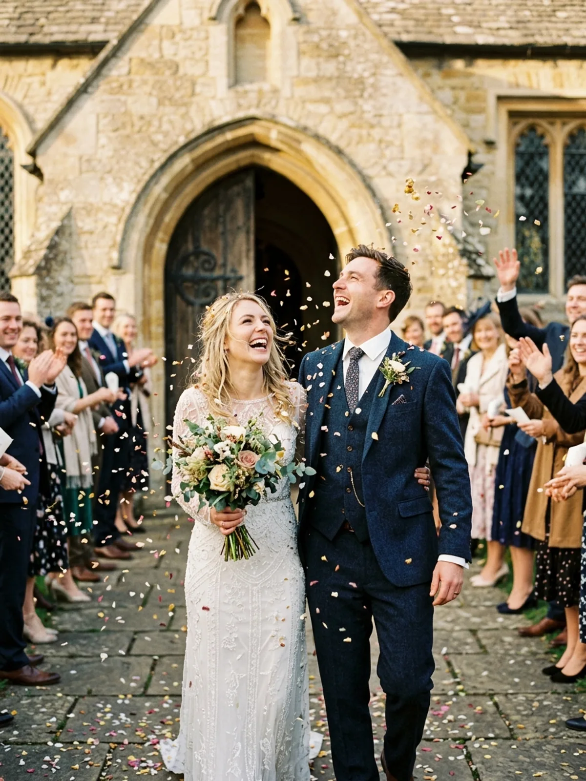 A photograph of a couple on their wedding day