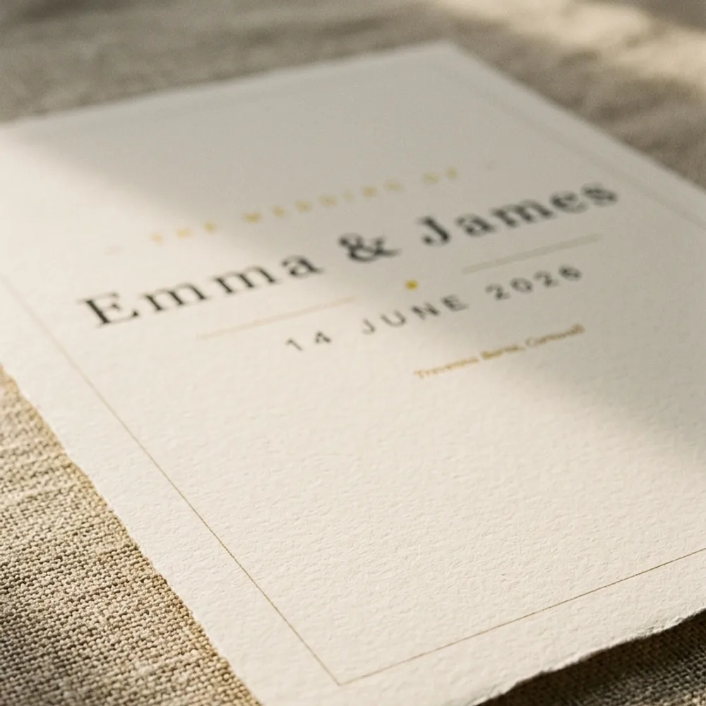 Wedding date print on thick archival cotton paper, close up