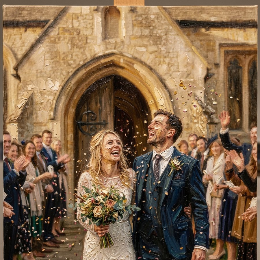 Couple photo as a romantic oil painting