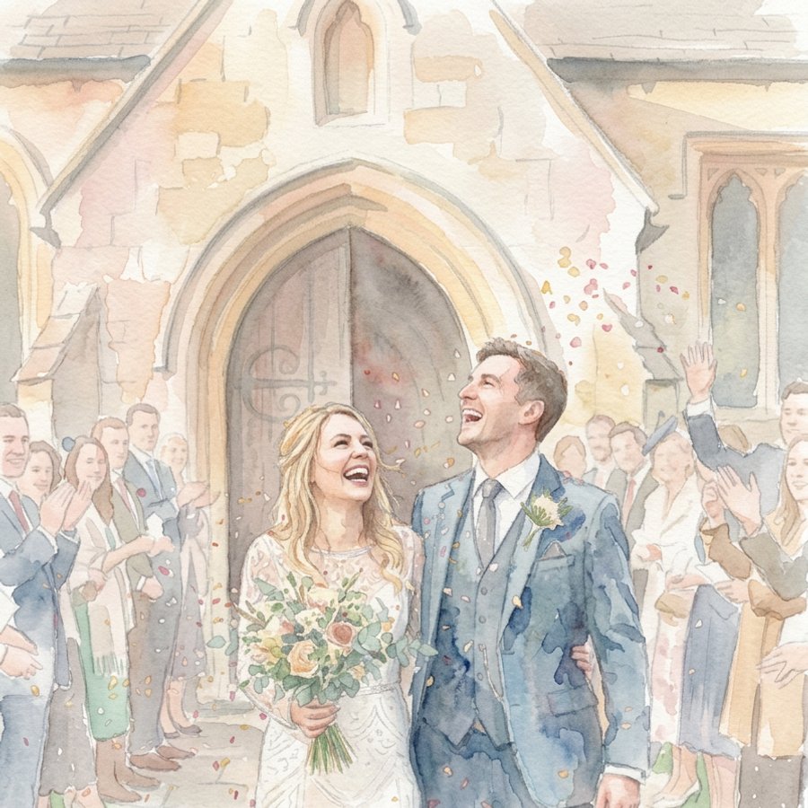 Couple photo as a soft watercolour